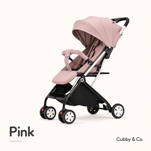 Pink Cubby & Co lightweight compact travel stroller