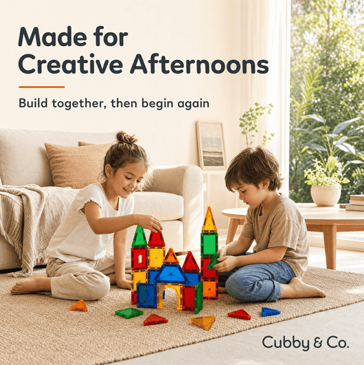 Kids magnetic tiles for creative afternoon play